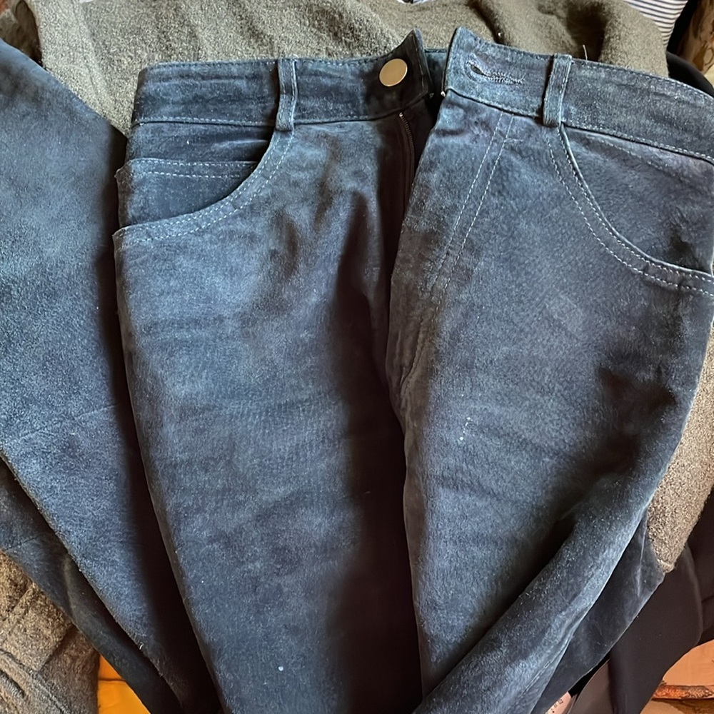 Lew magram suede leather high waist jeans